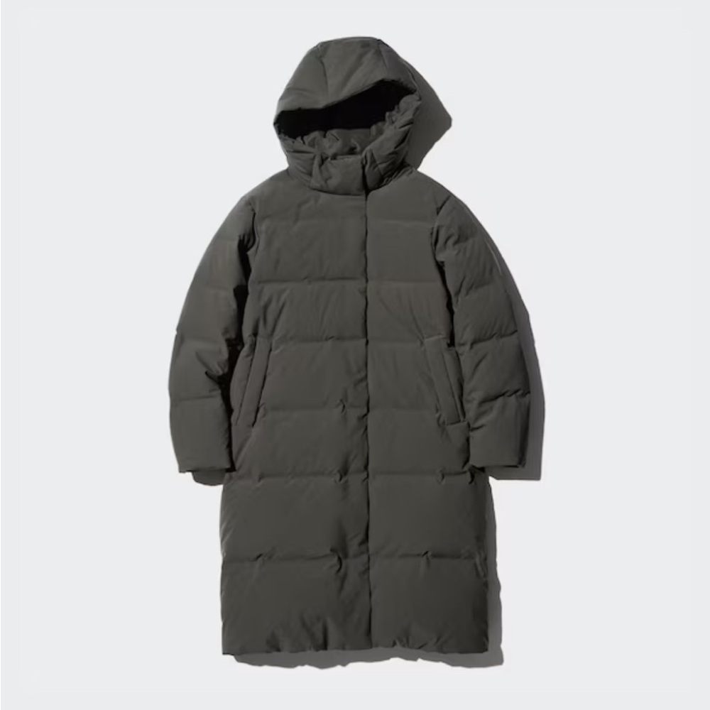 Uniqlo Seamless Down Long Coat Size S Dark Green